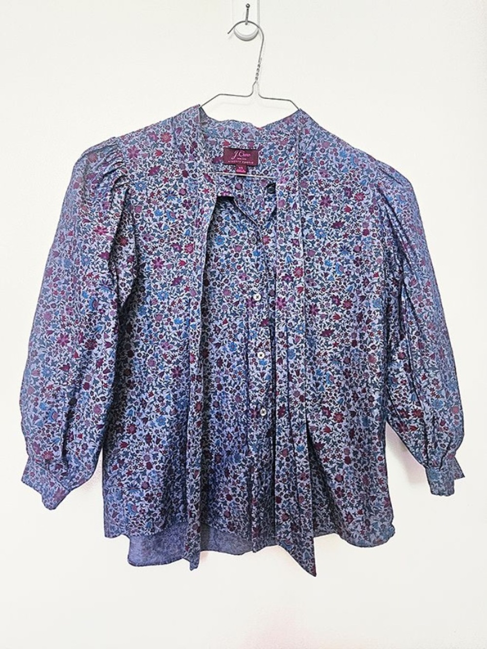 J.Crew x Liberty London Tie-Neck Blouse in "Colombo Chambray" Size XS - Picture 2 of 10